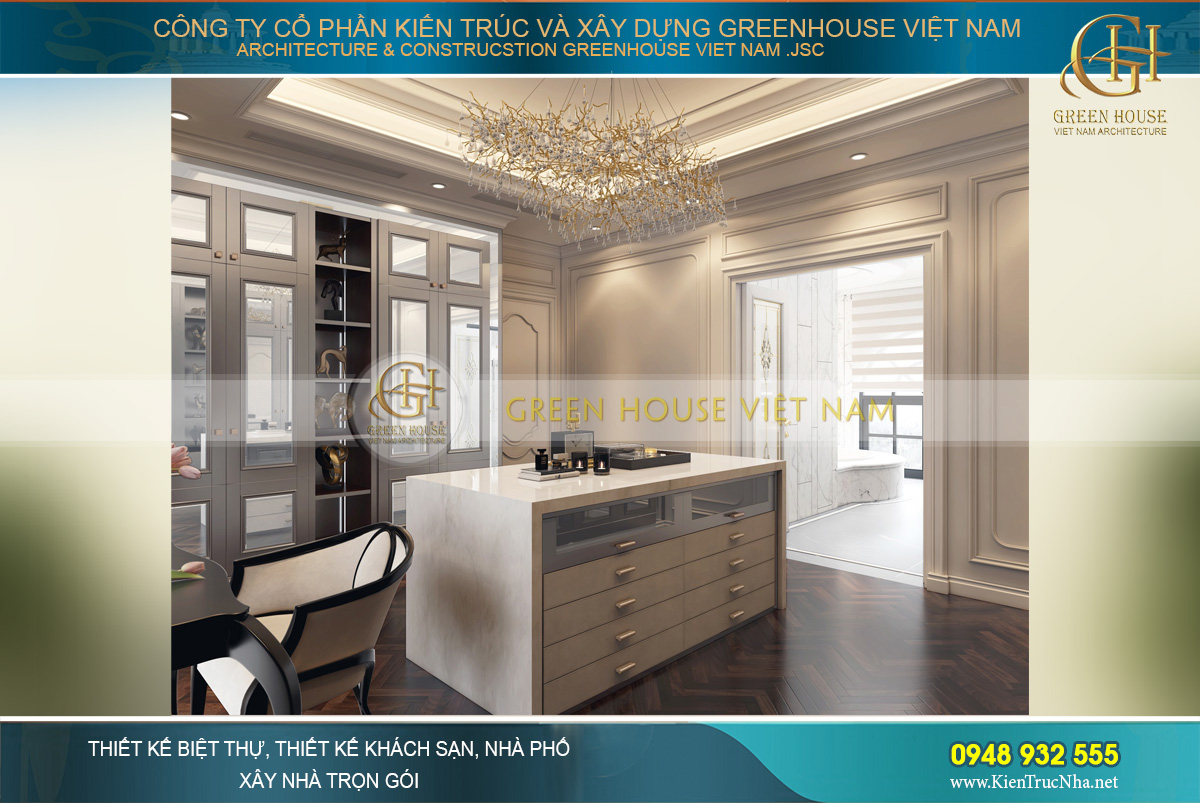 thiết kế biệt thự tân cổ điển 3 tầng tại Vinhomes Hà Nội