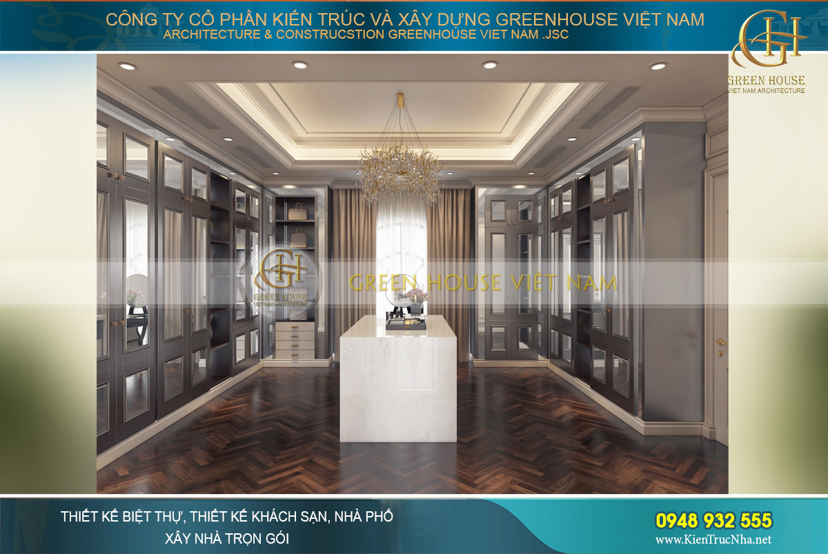 thiết kế biệt thự tân cổ điển 3 tầng tại Vinhomes Hà Nội
