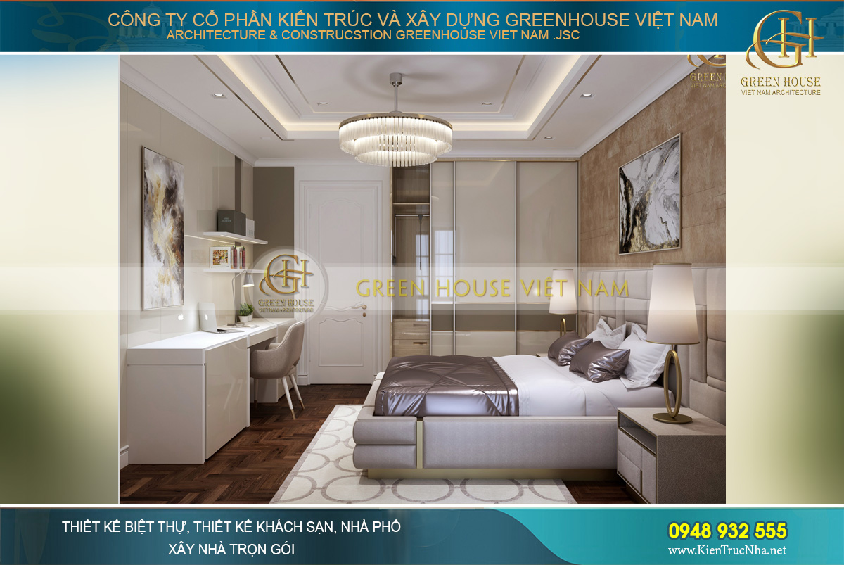 thiết kế biệt thự tân cổ điển 3 tầng tại Vinhomes Hà Nội