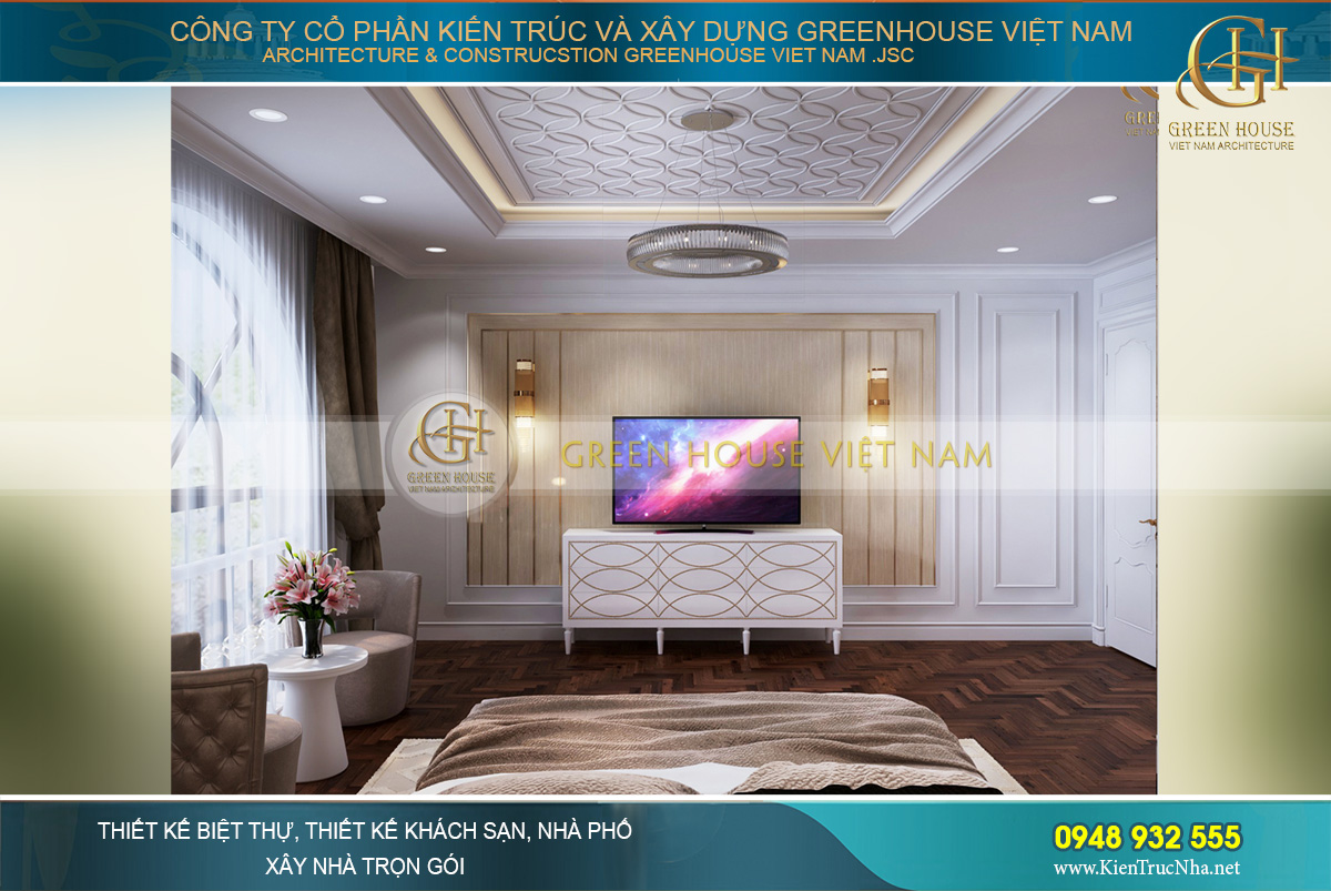 thiết kế biệt thự tân cổ điển 3 tầng tại Vinhomes Hà Nội