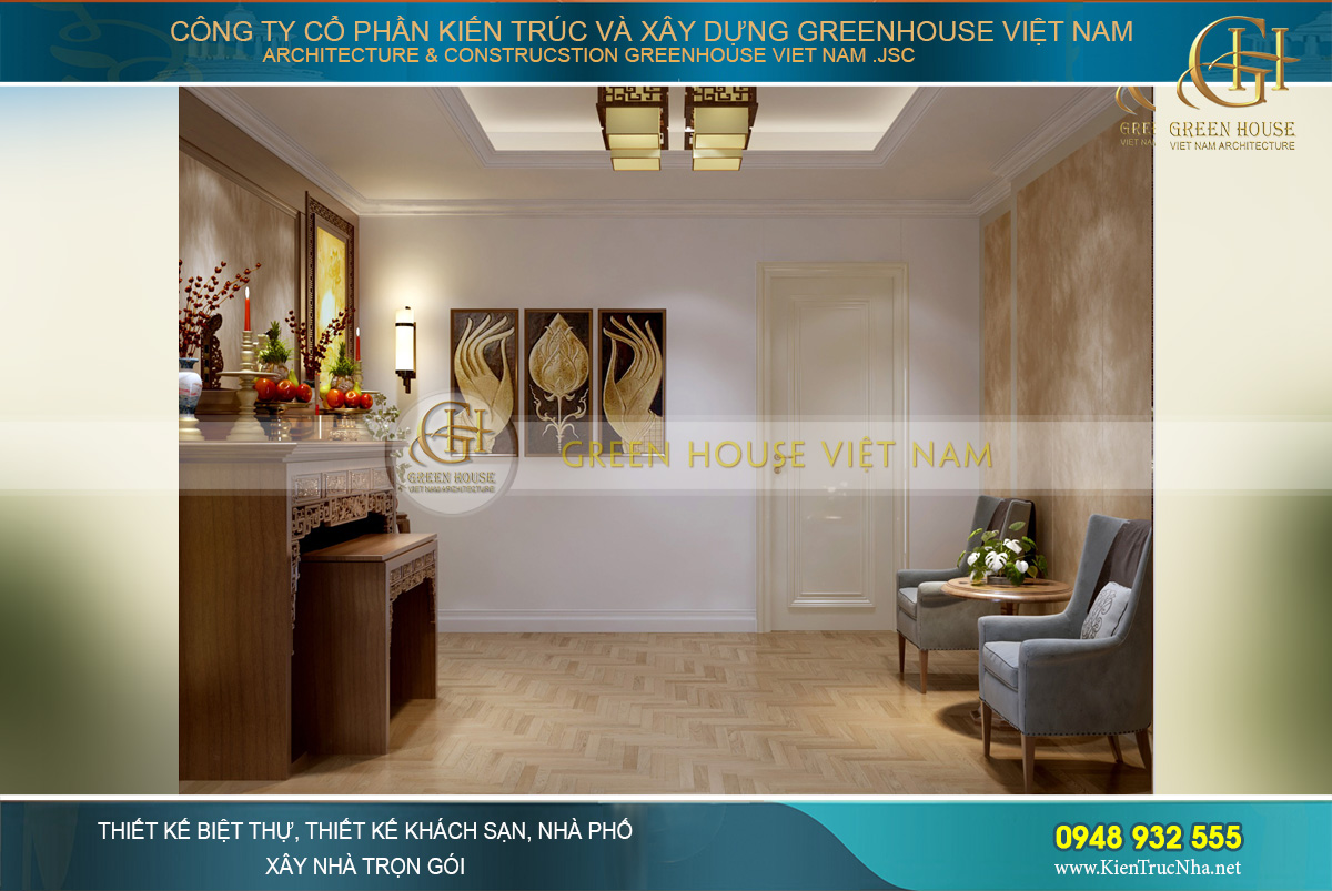 thiết kế biệt thự tân cổ điển 3 tầng tại Vinhomes Hà Nội