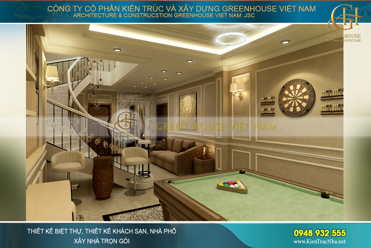 thiết kế biệt thự tân cổ điển 3 tầng tại Vinhomes Hà Nội