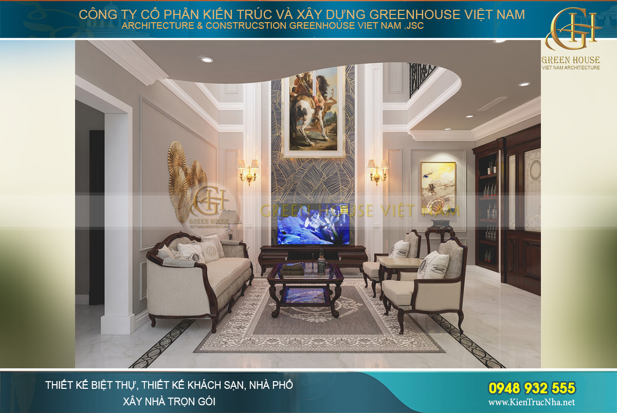 thiết kế nội thất biệt thự tân cổ điển bắc giang