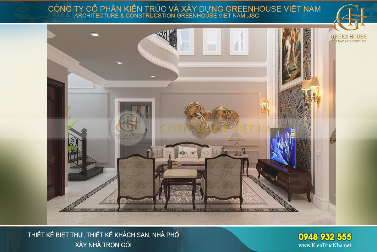 thiết kế nội thất biệt thự tân cổ điển bắc giang
