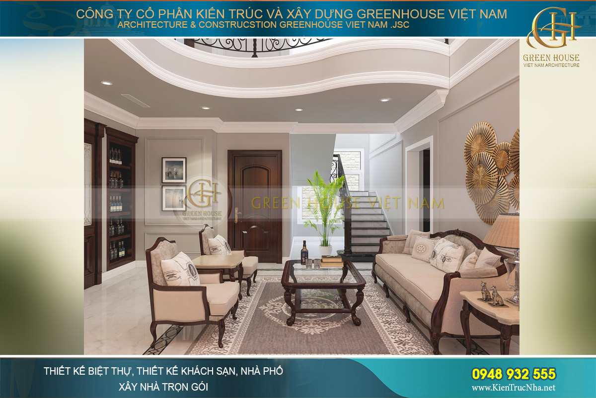 thiết kế nội thất biệt thự tân cổ điển bắc giang