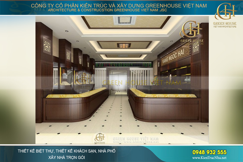 thiết kế nội thất cửa hàng vàng tại bắc giang