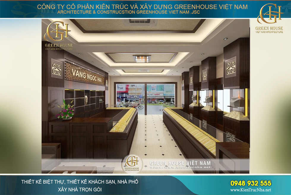 thiết kế nội thất cửa hàng vàng tại bắc giang