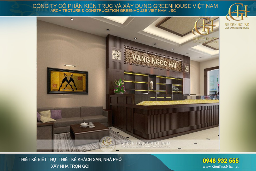thiết kế nội thất cửa hàng vàng tại bắc giang