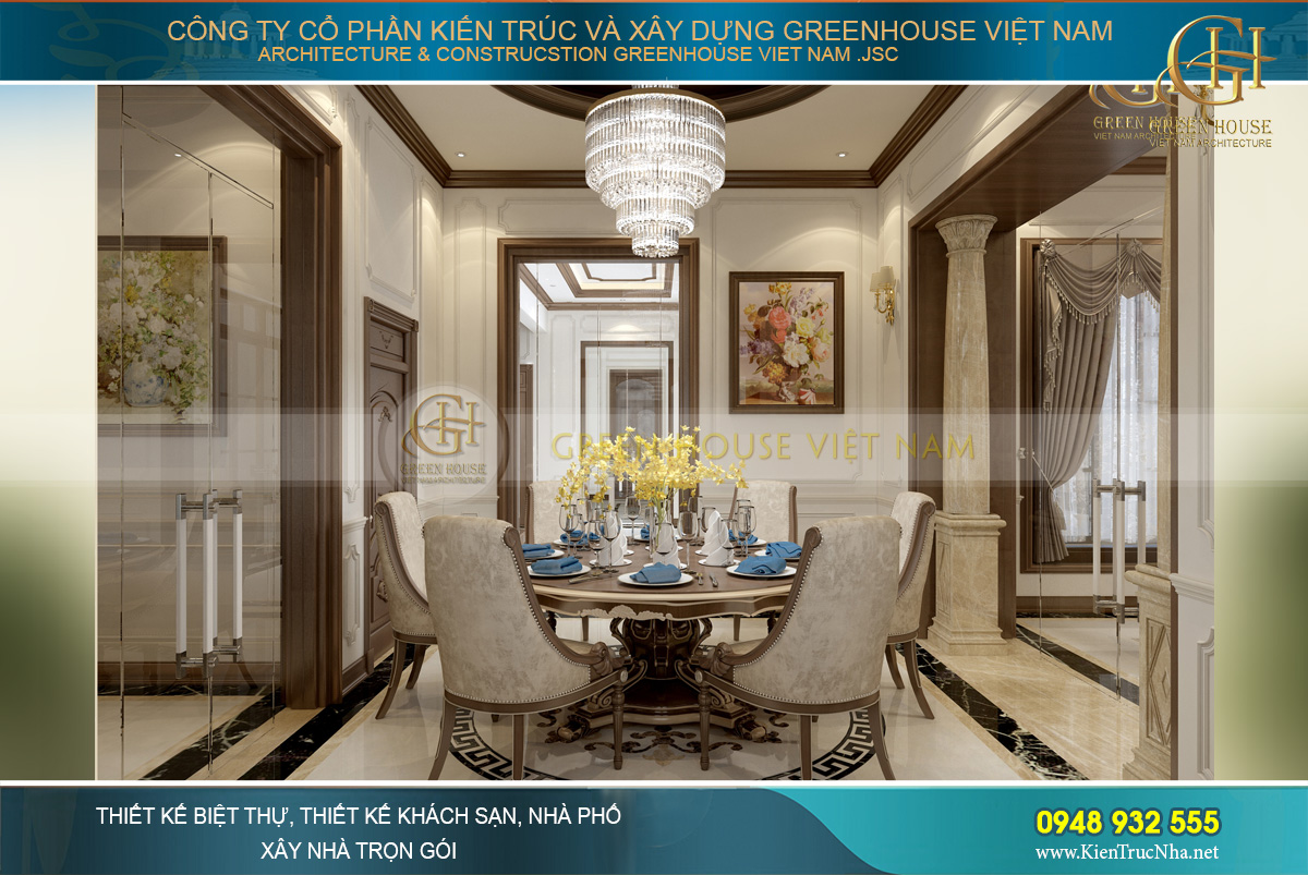 thiết kế biệt thự tân cổ điển 3 tầng tại Quảng Ninh