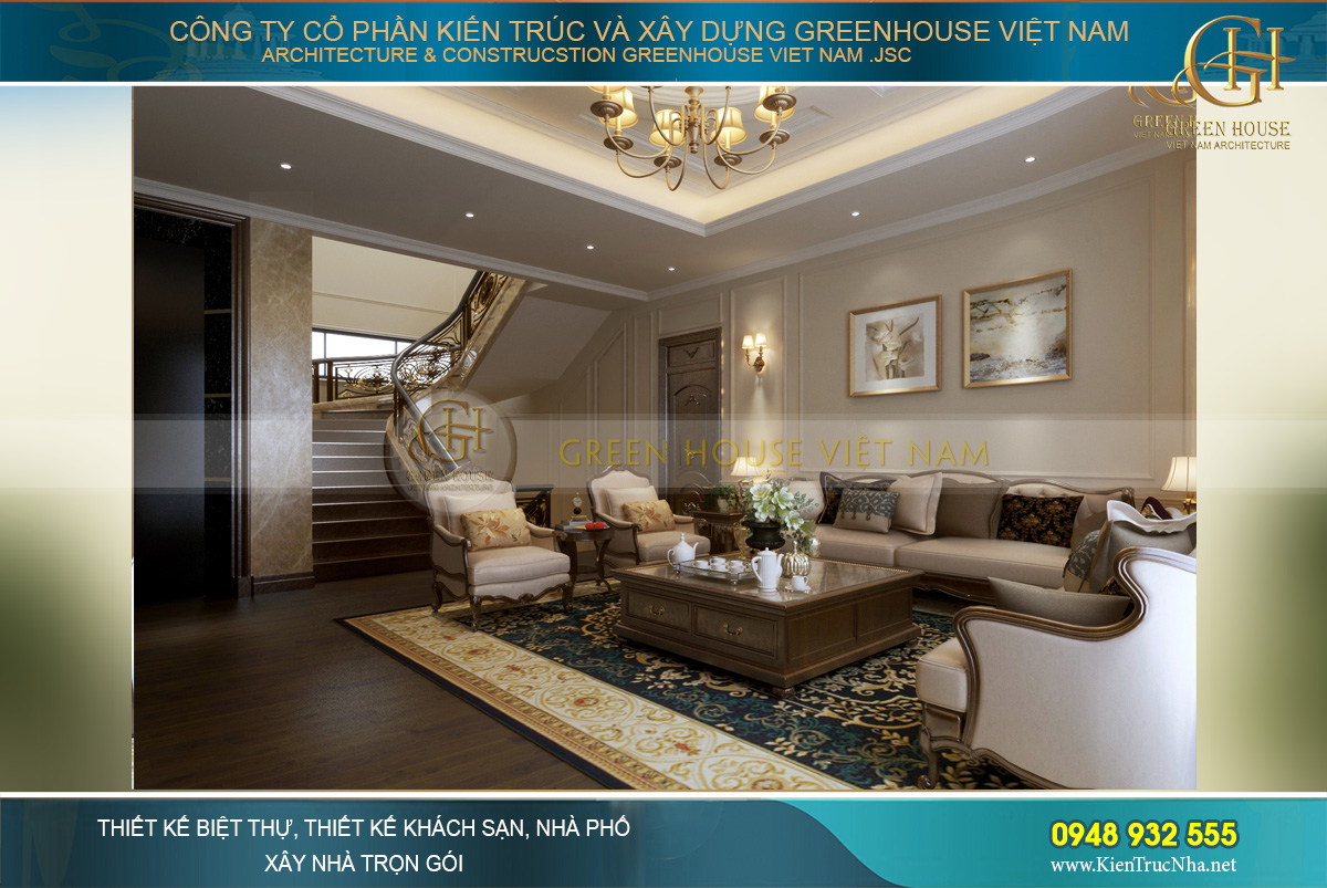 thiết kế biệt thự tân cổ điển 3 tầng tại Quảng Ninh