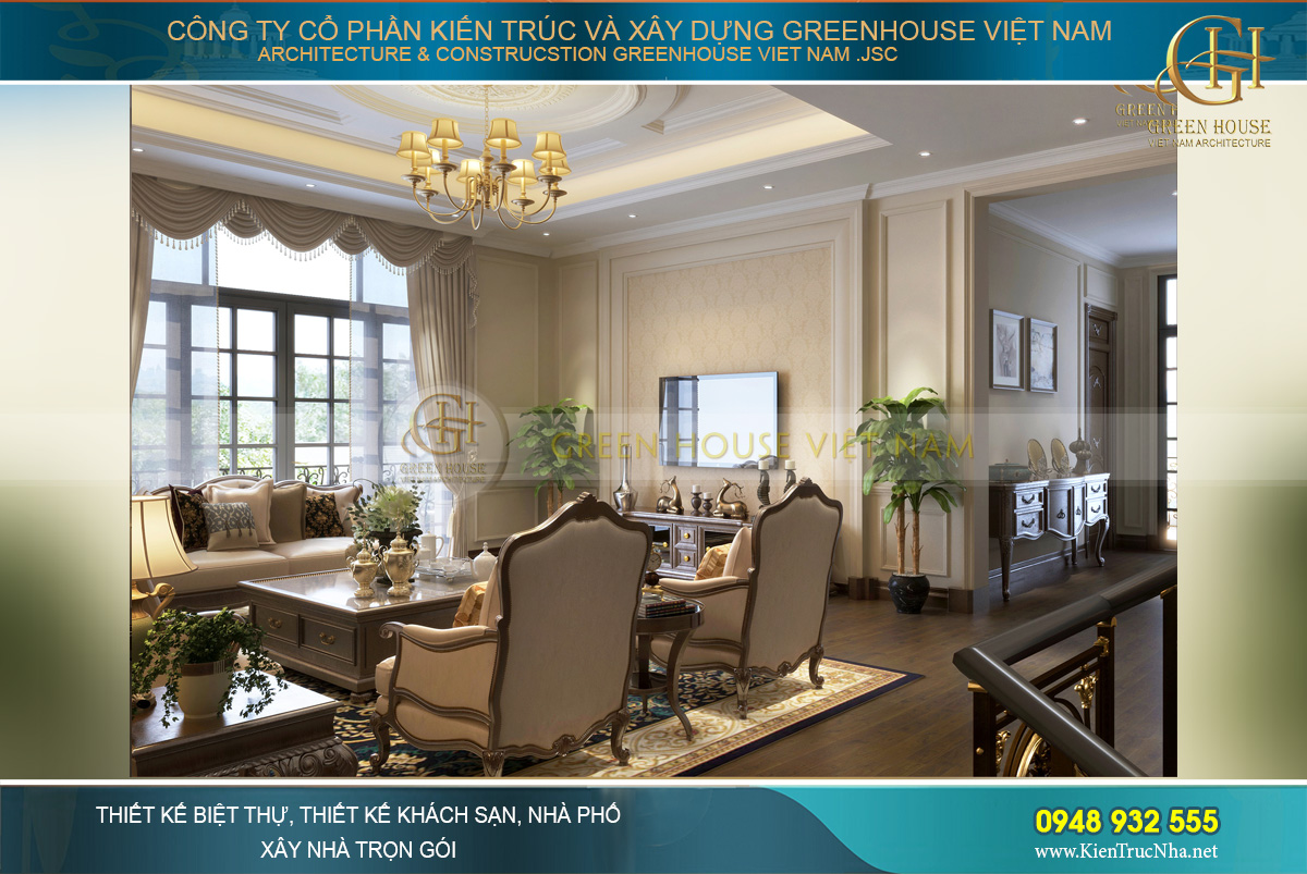 thiết kế biệt thự tân cổ điển 3 tầng tại Quảng Ninh