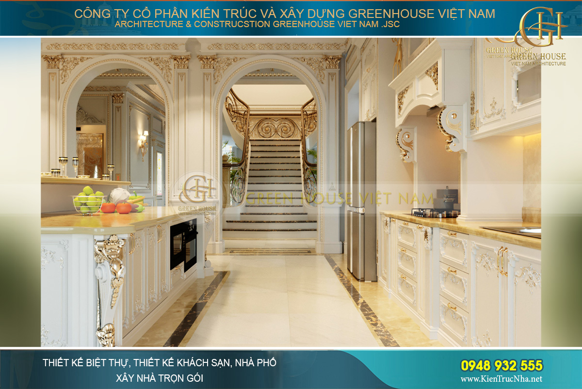 thiết kế nội thất dinh thự 2 tầng bạc liêu