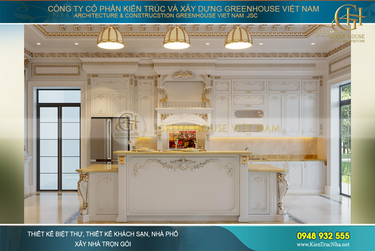 thiết kế nội thất dinh thự 2 tầng bạc liêu