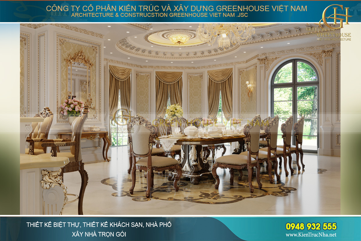 thiết kế nội thất dinh thự 2 tầng bạc liêu
