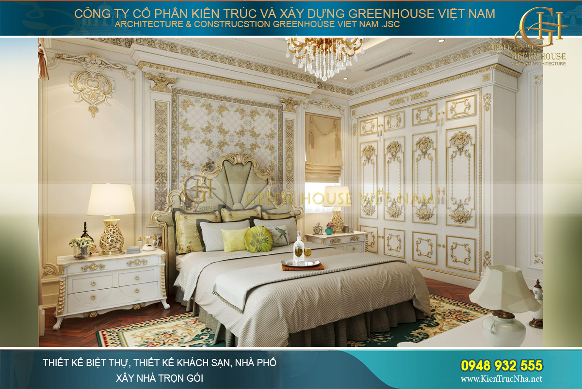 thiết kế nội thất dinh thự 2 tầng bạc liêu