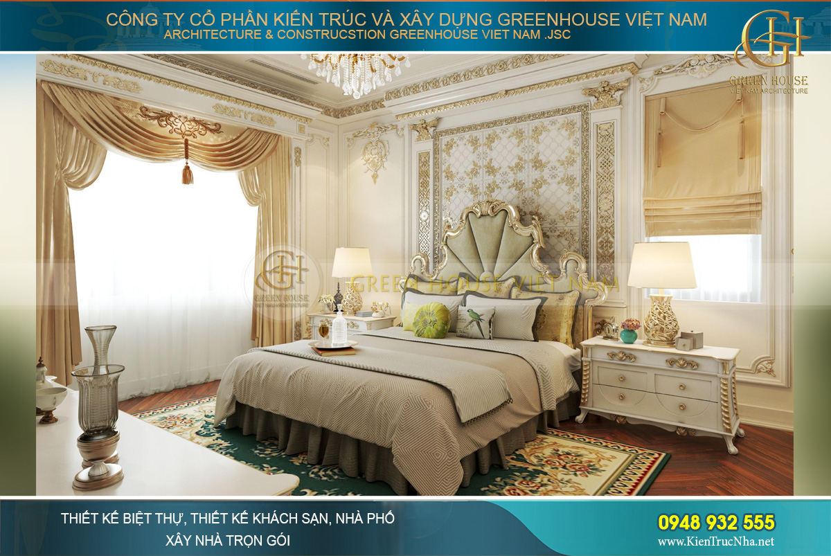 thiết kế nội thất dinh thự 2 tầng bạc liêu