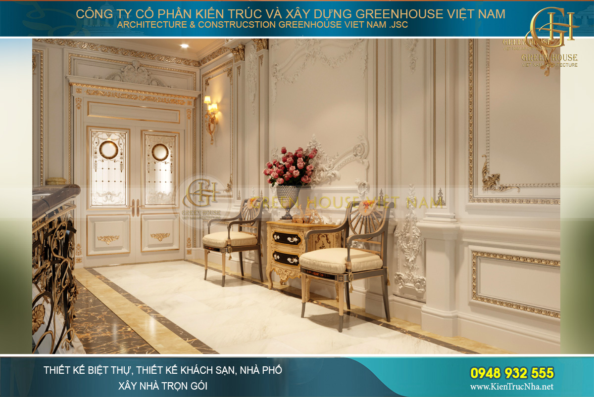 thiết kế nội thất dinh thự 2 tầng bạc liêu