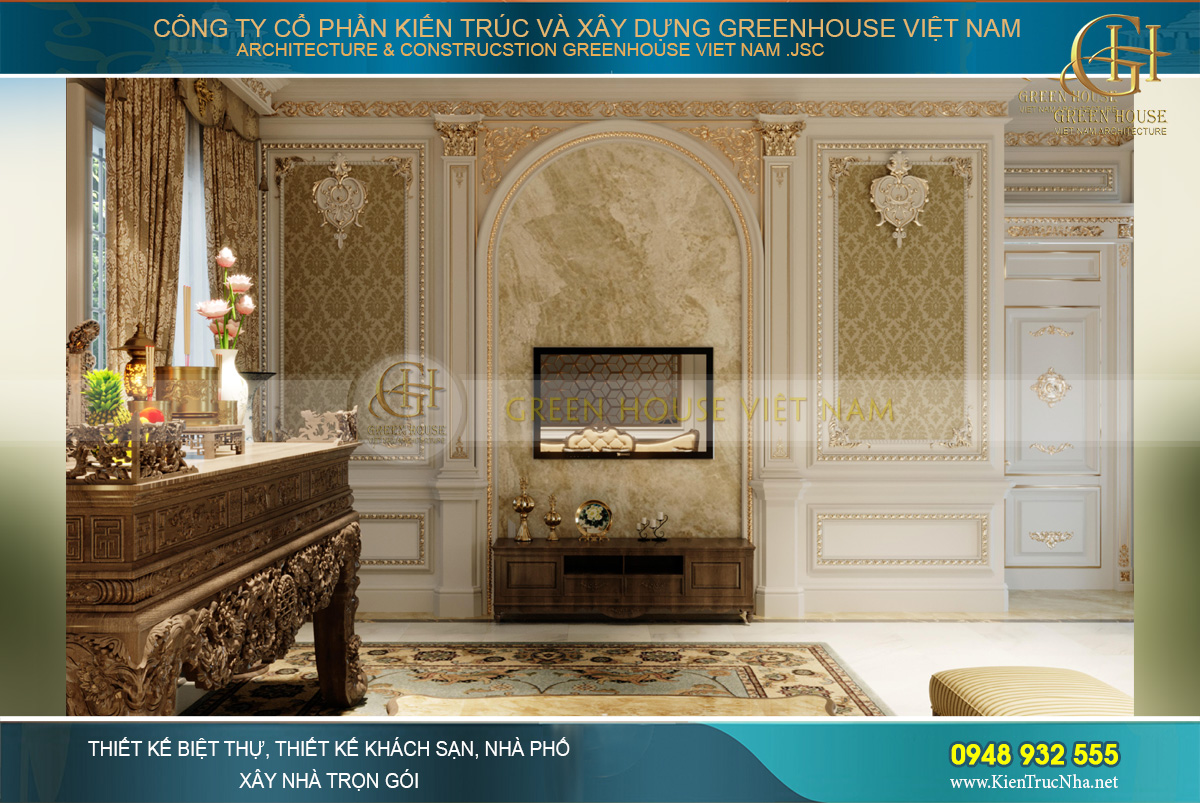 thiết kế nội thất dinh thự 2 tầng bạc liêu