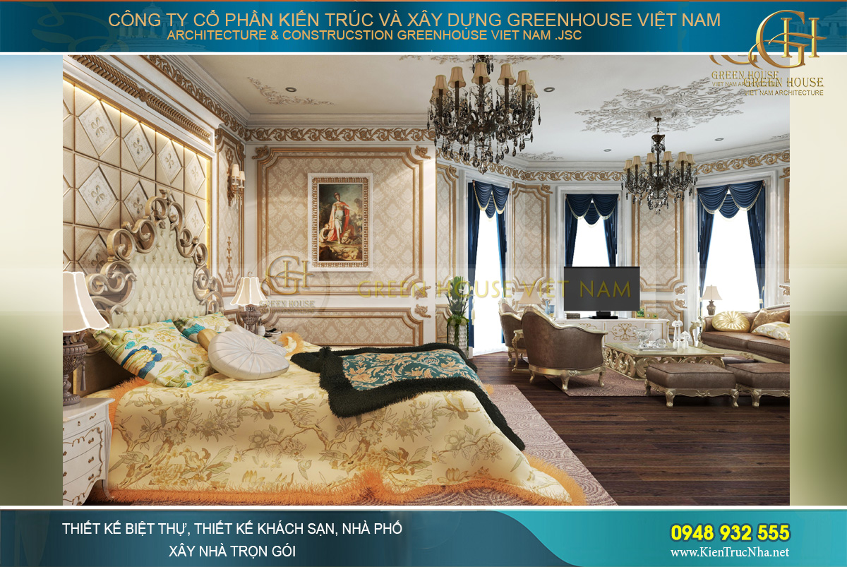 thiết kế nội thất dinh thự 2 tầng bạc liêu