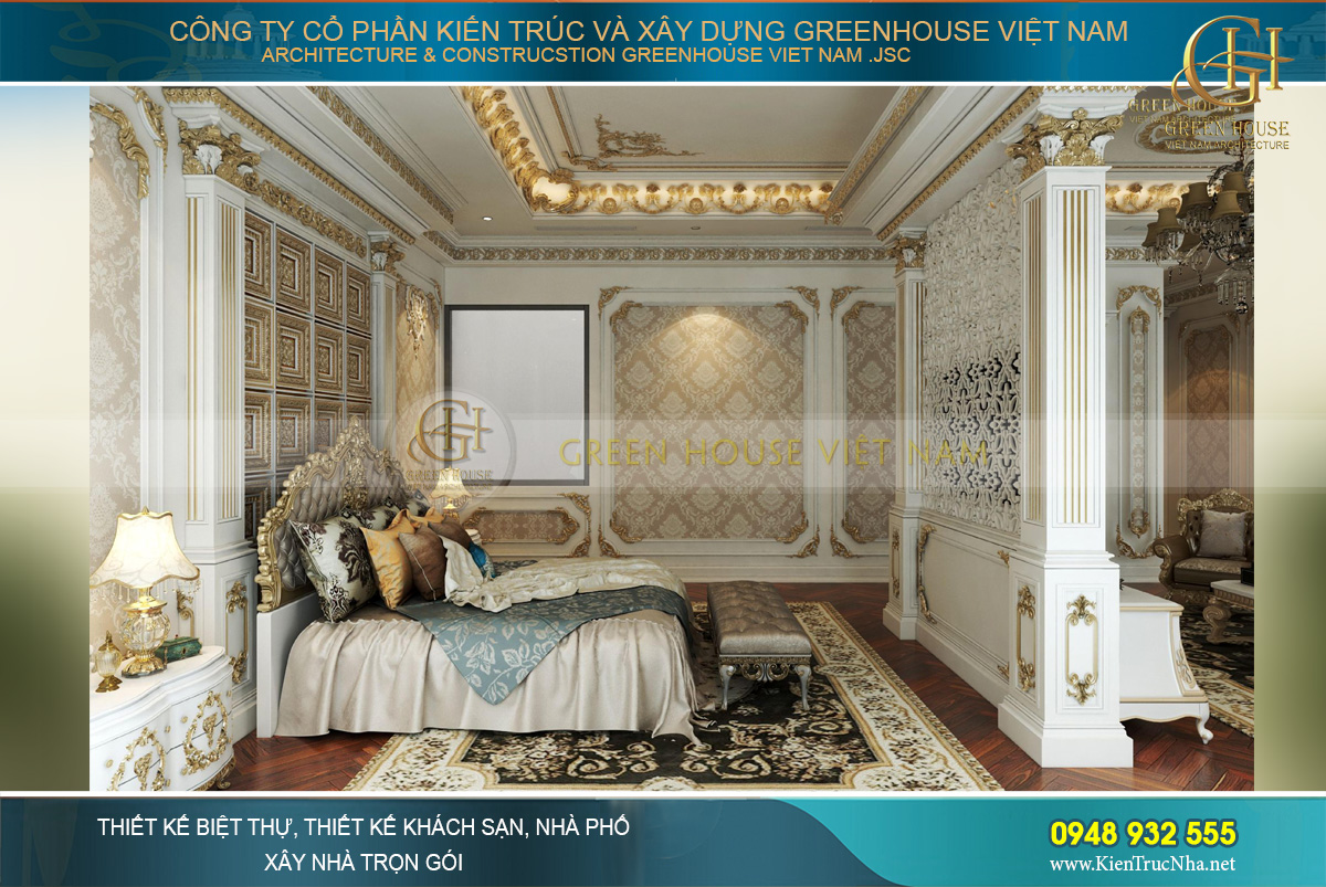 thiết kế nội thất dinh thự 2 tầng bạc liêu