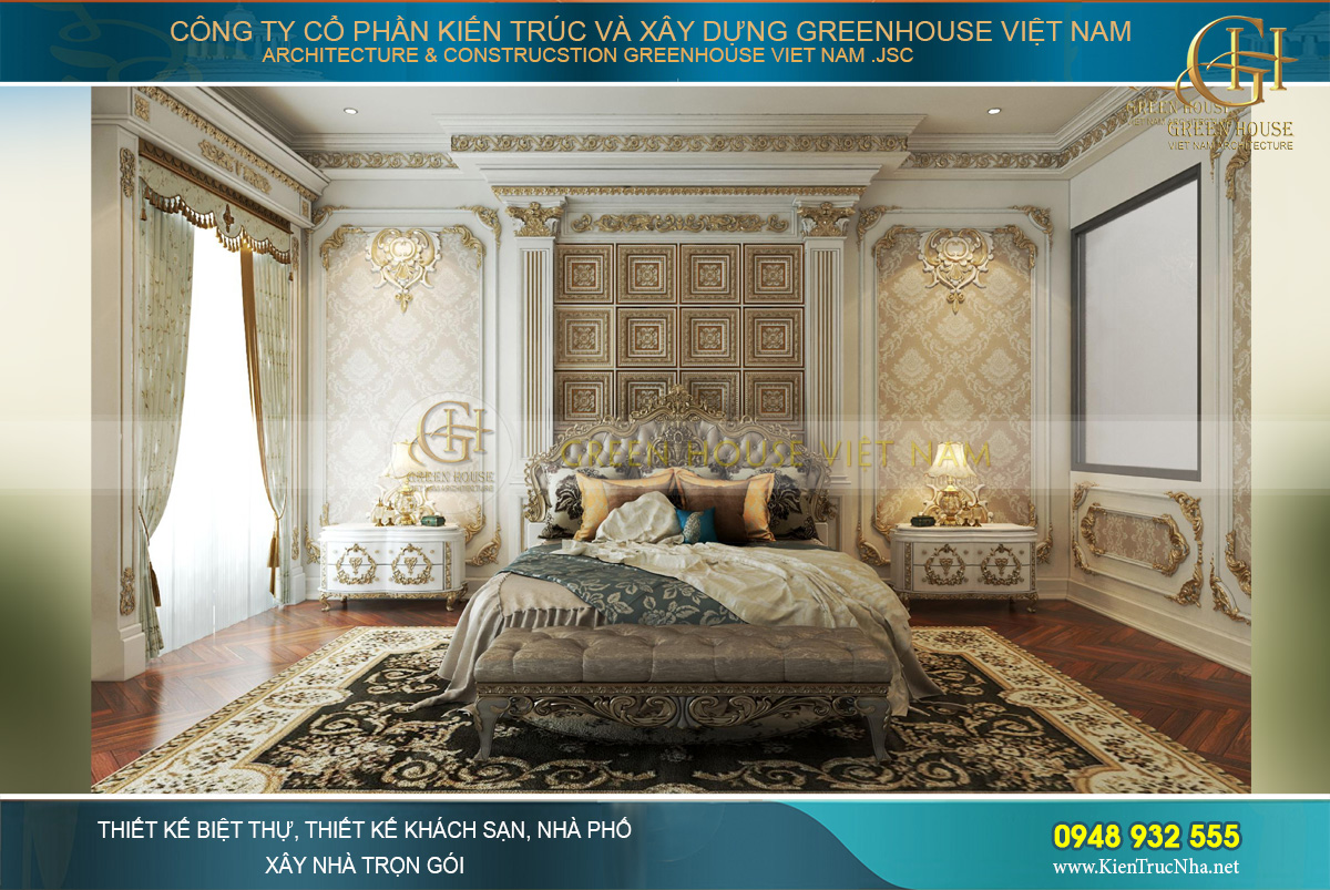 thiết kế nội thất dinh thự 2 tầng bạc liêu