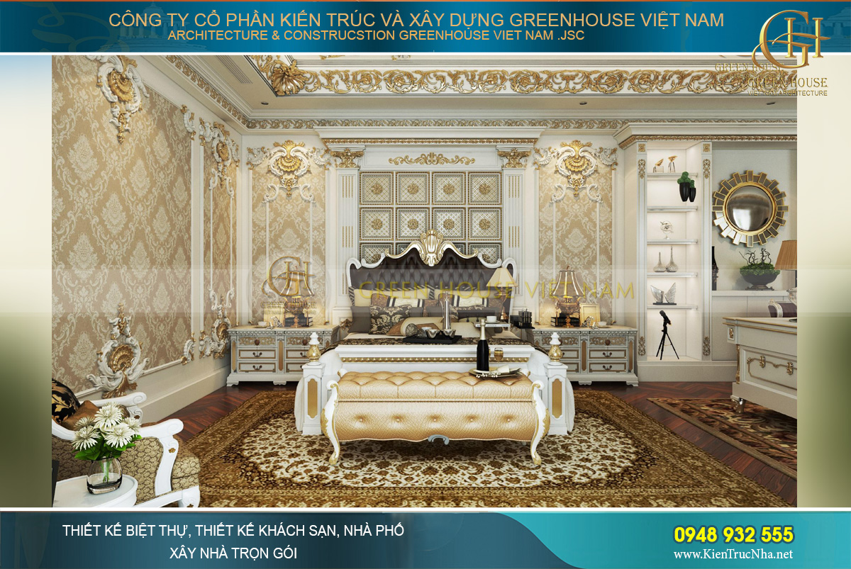 thiết kế nội thất dinh thự 2 tầng bạc liêu