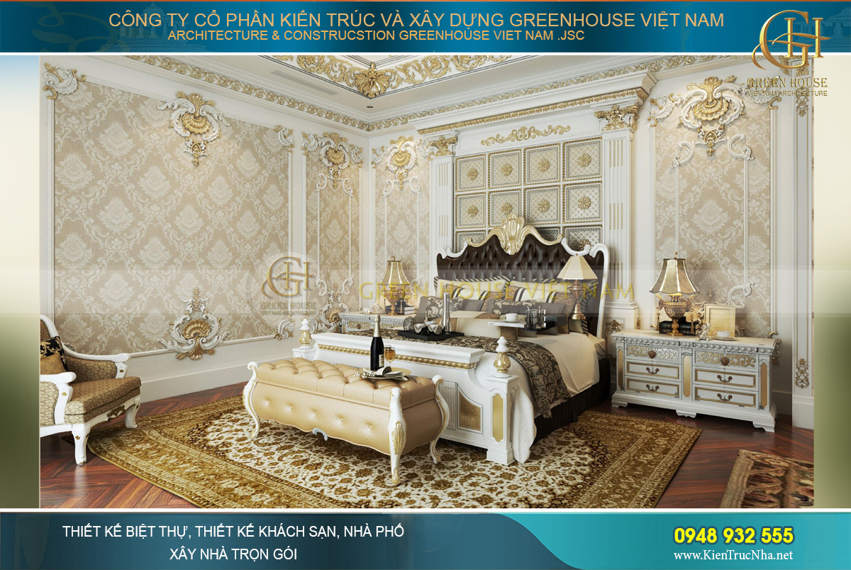 thiết kế nội thất dinh thự 2 tầng bạc liêu