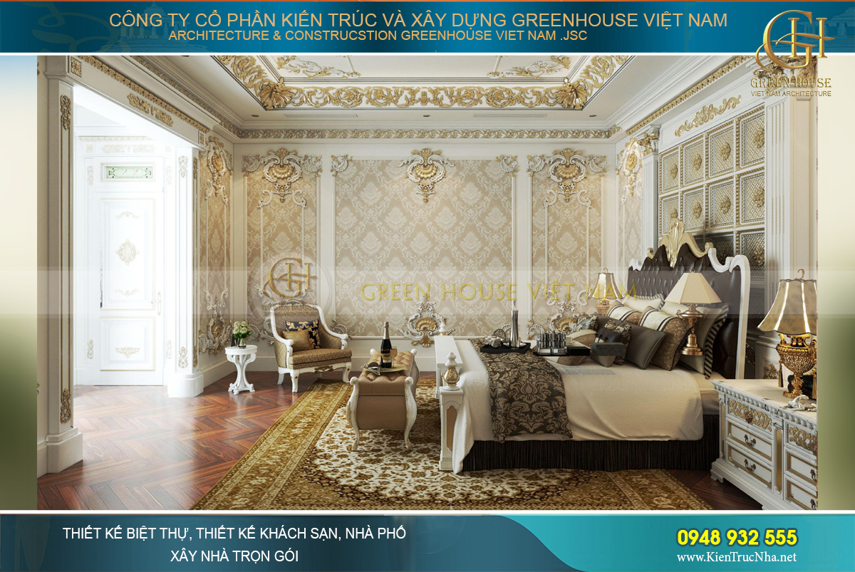 thiết kế nội thất dinh thự 2 tầng bạc liêu