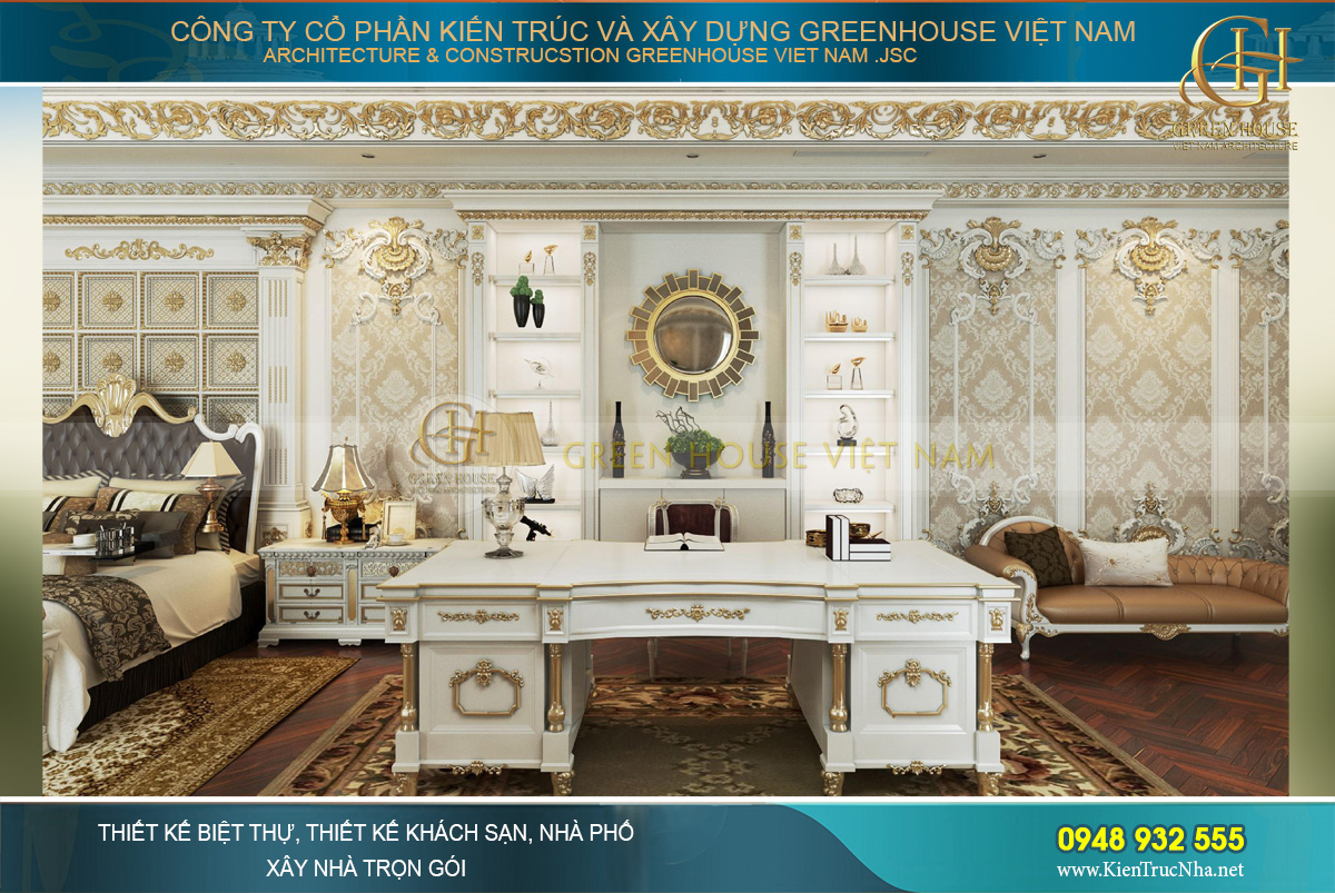 thiết kế nội thất dinh thự 2 tầng bạc liêu