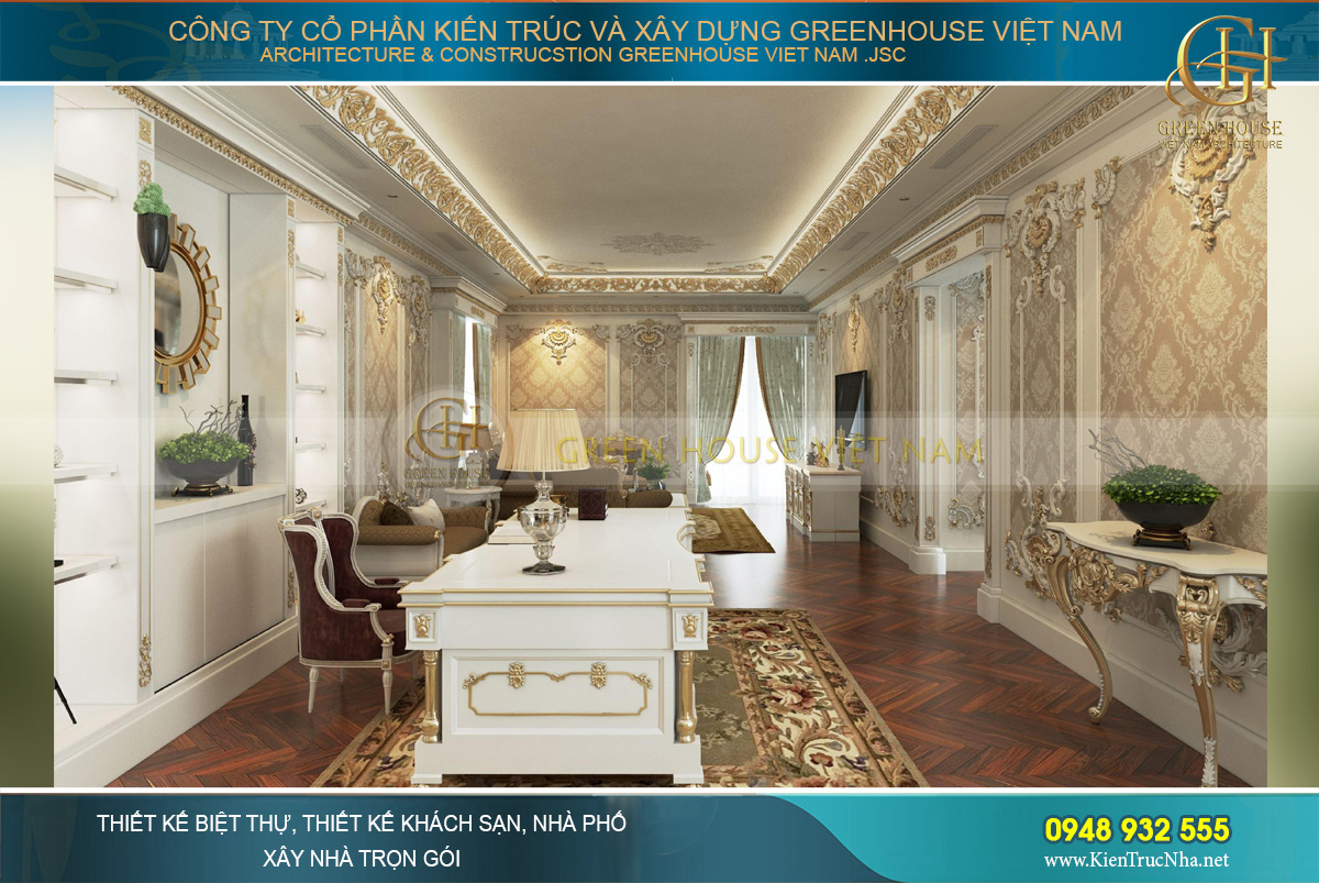thiết kế nội thất dinh thự 2 tầng bạc liêu