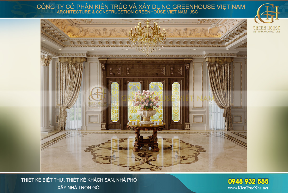 thiết kế nội thất dinh thự 2 tầng bạc liêu