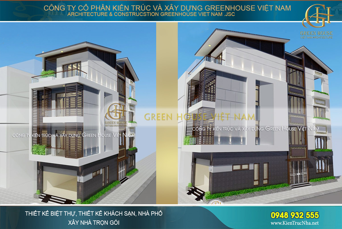 thiết kế nhà phá» hiá»n Äại 4 tầng