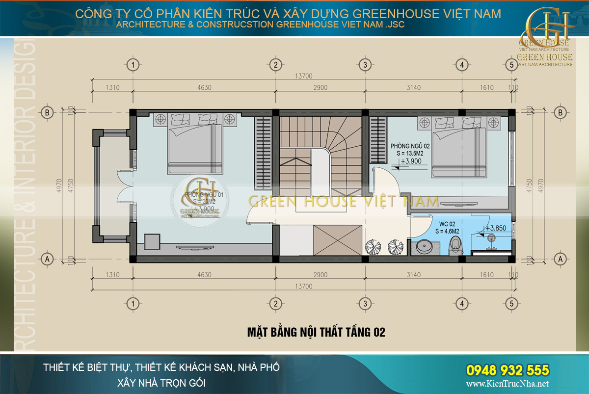 thiết kế nội thất nhà phố hiện đại 3 tầng tại hà nội