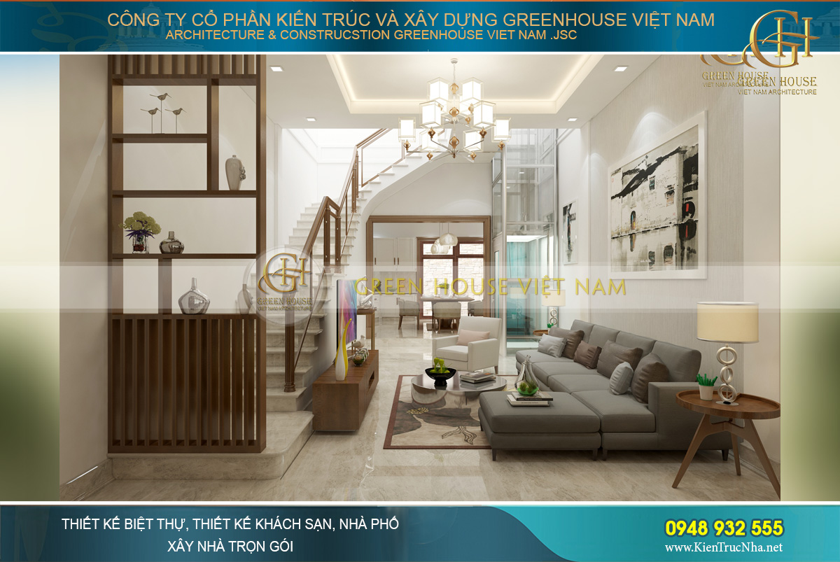 thiết kế nội thất nhà phố hiện đại 3 tầng tại hà nội