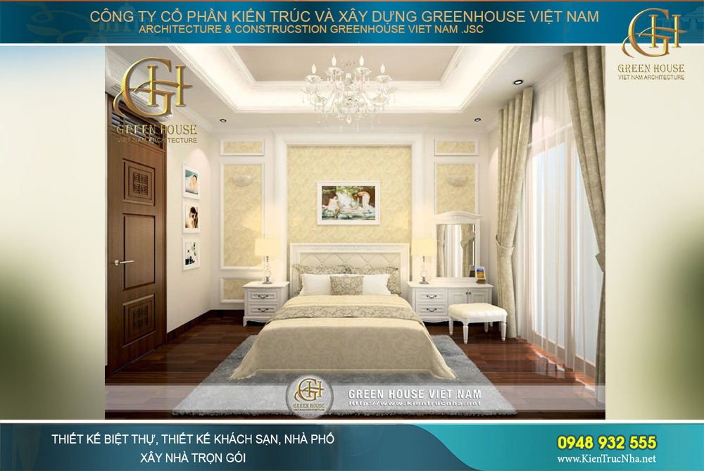 thiết kế nội thất nhà phố tân cổ điển 4 tầng tại hà nội