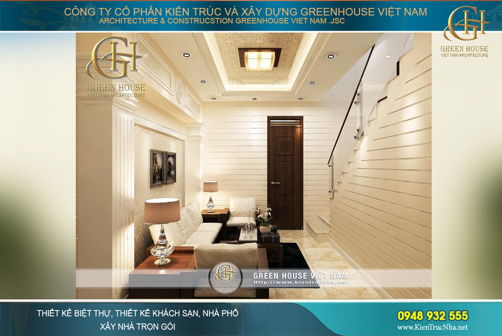 thiết kế nội thất nhà phố tân cổ điển 4 tầng tại hà nội