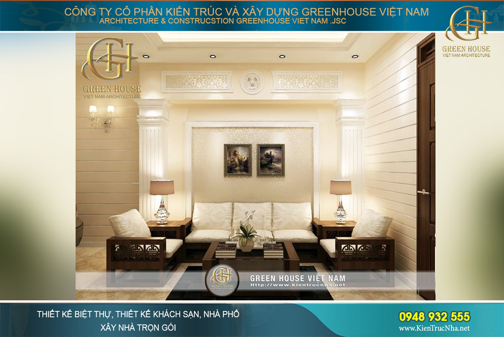 thiết kế nội thất nhà phố tân cổ điển 4 tầng tại hà nội