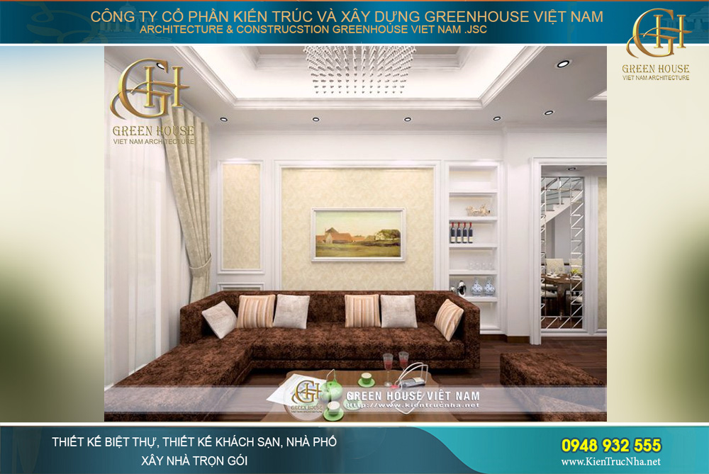thiết kế nội thất nhà phố tân cổ điển 4 tầng tại hà nội