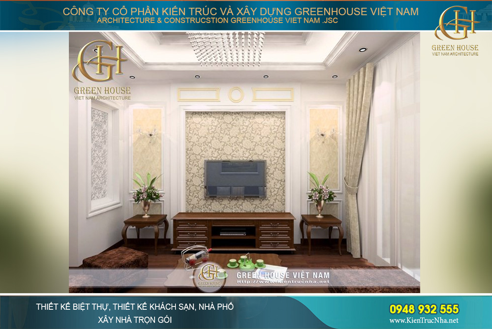 thiết kế nội thất nhà phố tân cổ điển 4 tầng tại hà nội