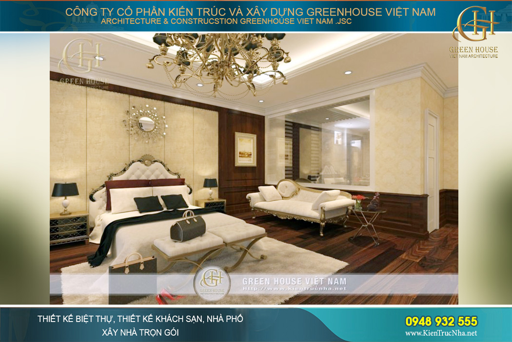 thiết kế nội thất biệt thự cổ điển 4 tầng tại Hà Nội