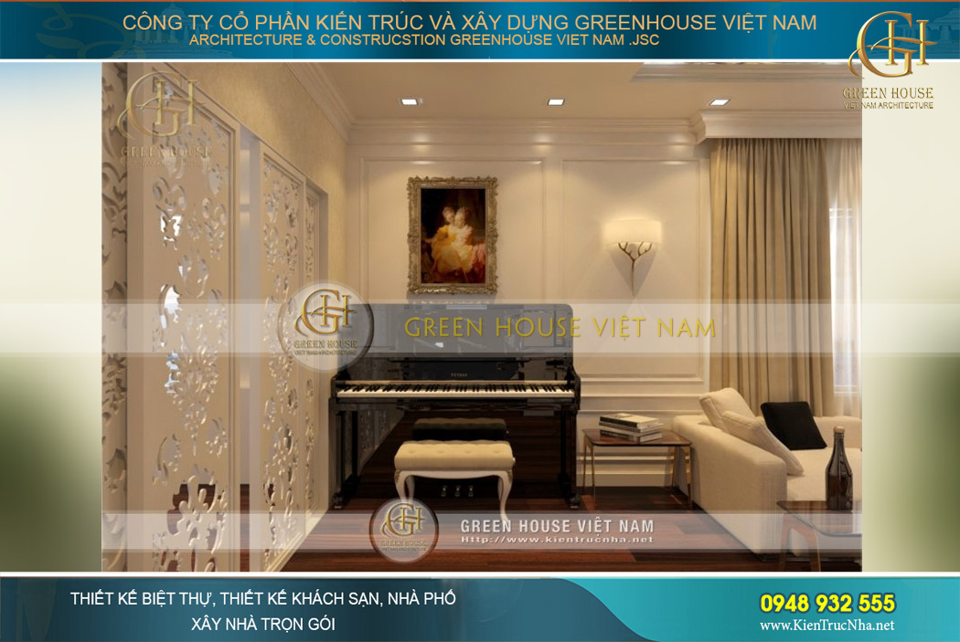 thiết kế nội thất biệt thự cổ điển 4 tầng tại Hà Nội