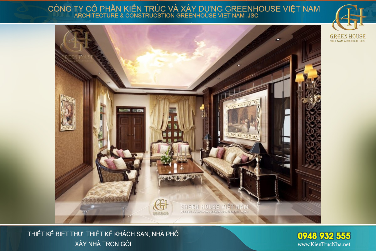 thiết kế nội thất biệt thự cổ điển 4 tầng tại Hà Nội