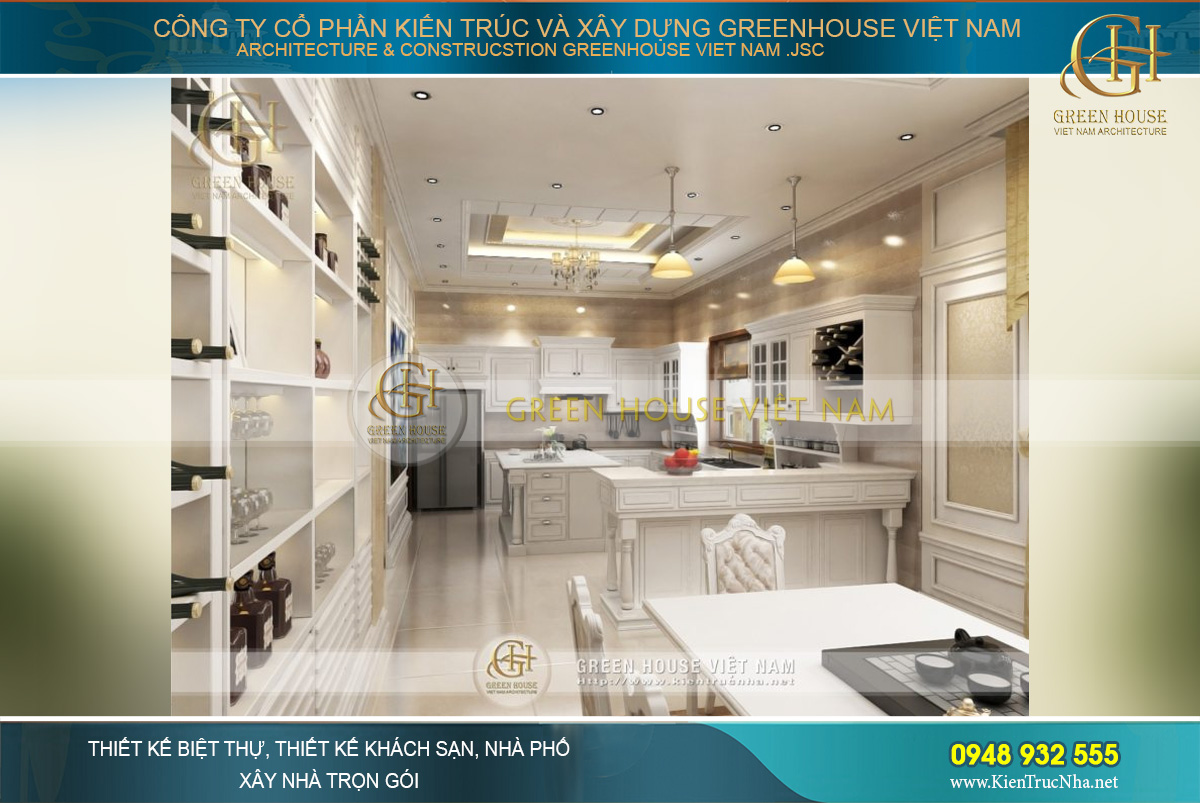 thiết kế nội thất biệt thự cổ điển 4 tầng tại Hà Nội