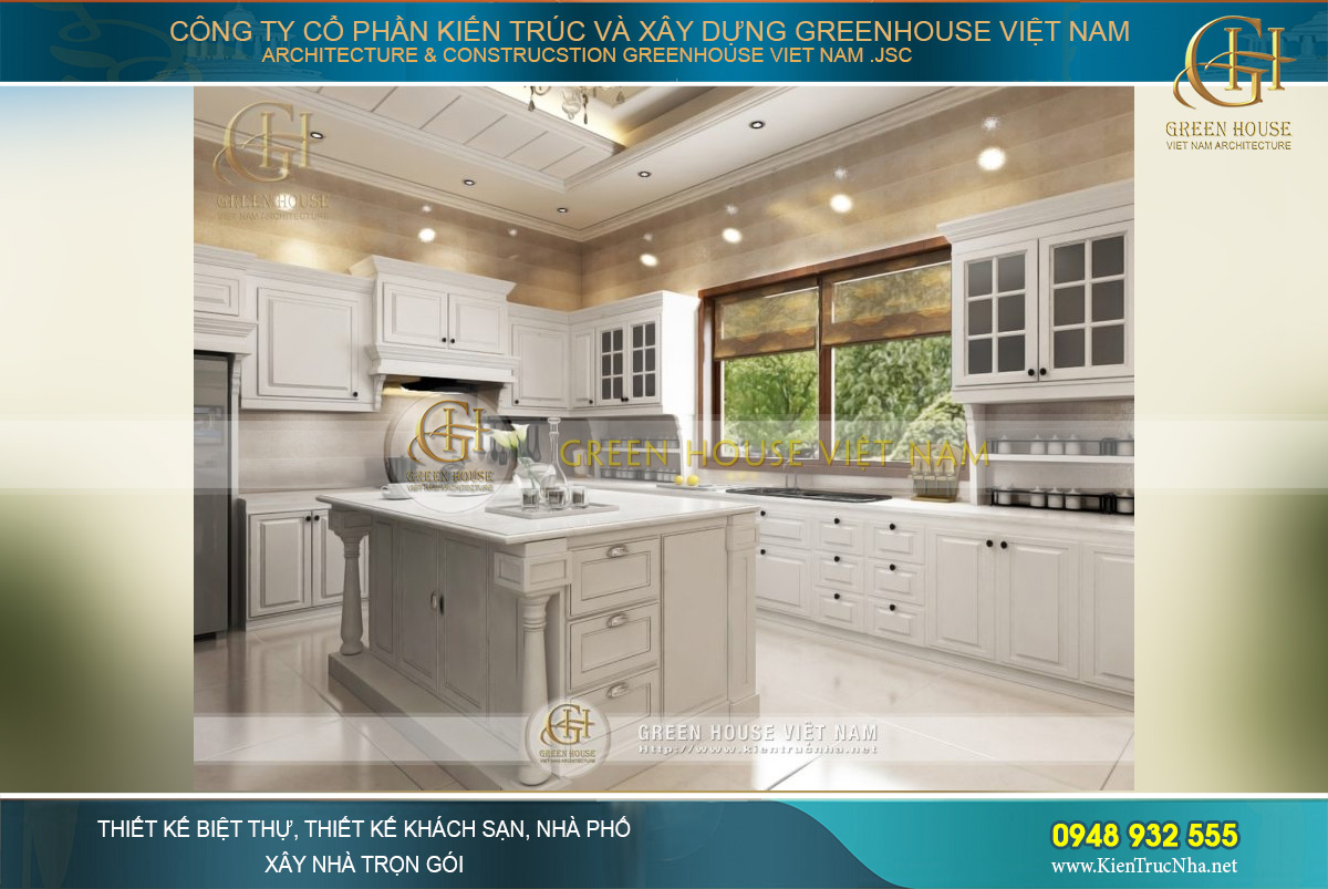 thiết kế nội thất biệt thự cổ điển 4 tầng tại Hà Nội