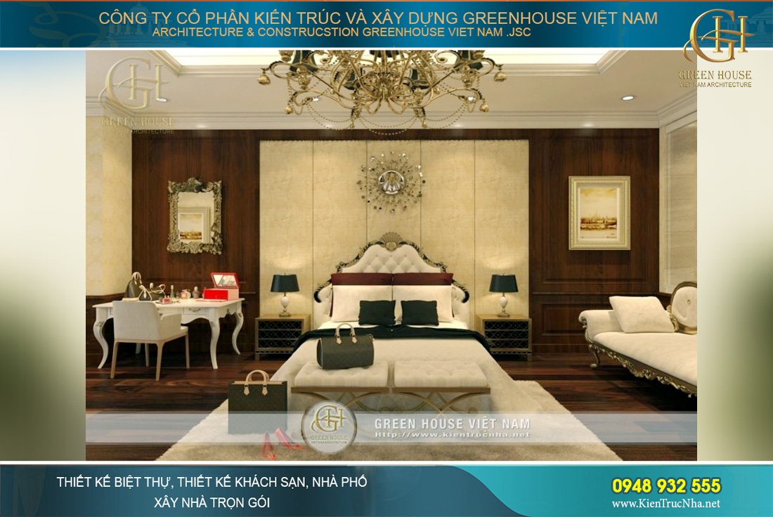thiết kế nội thất biệt thự cổ điển 4 tầng tại Hà Nội