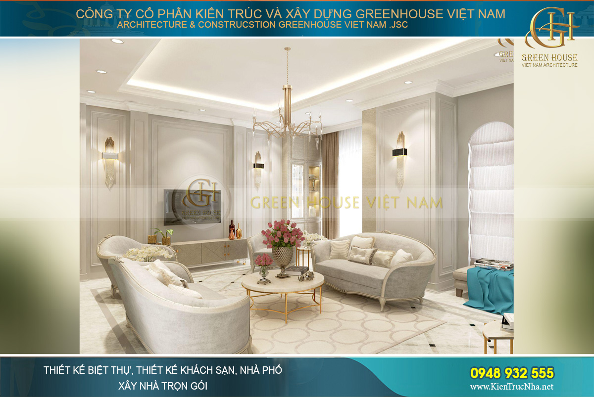 thiết kế nội thất biệt thự tân cổ điển hải phòng