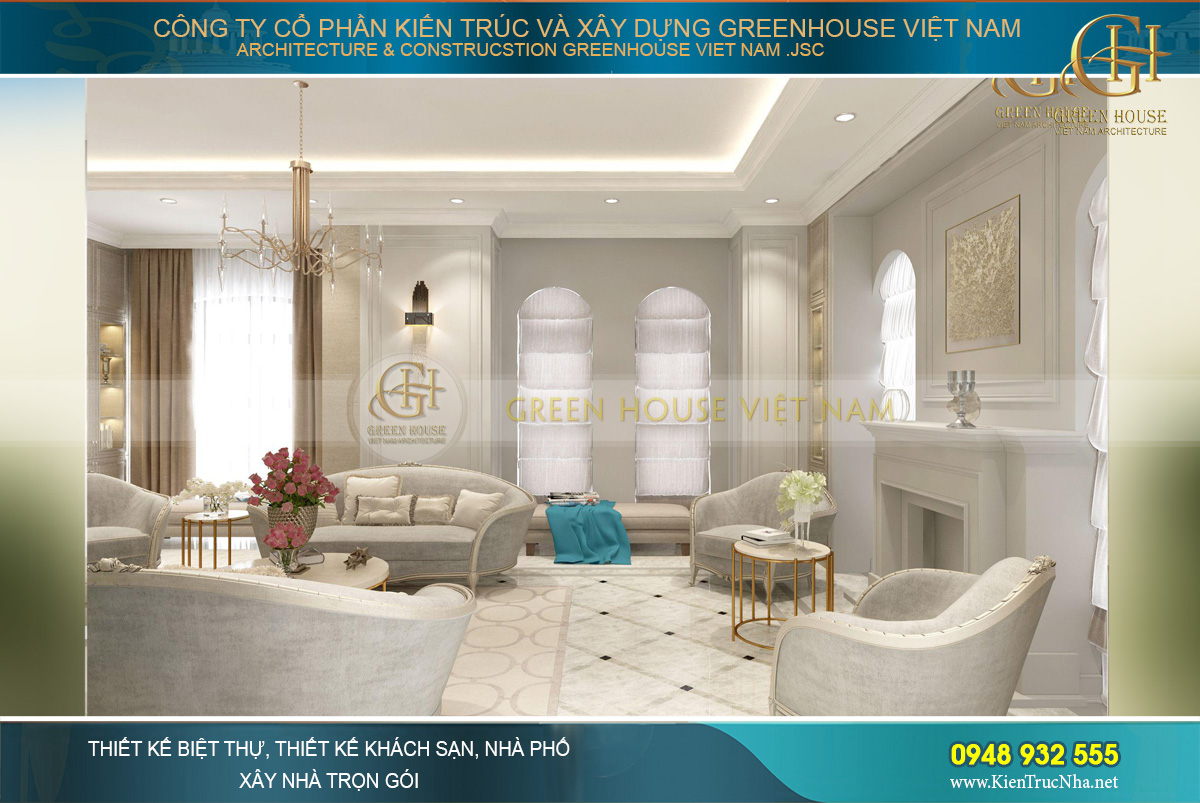 thiết kế nội thất biệt thự tân cổ điển hải phòng