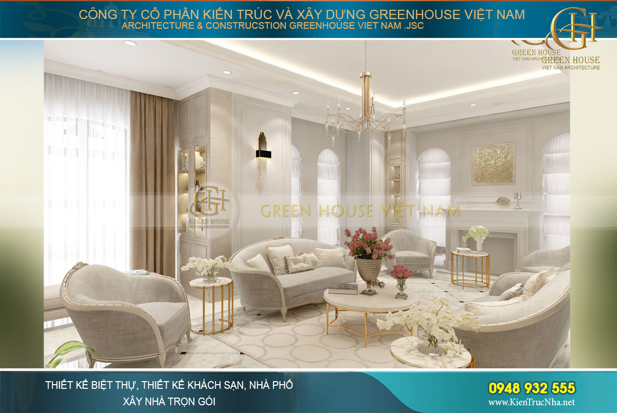 thiết kế nội thất biệt thự tân cổ điển hải phòng