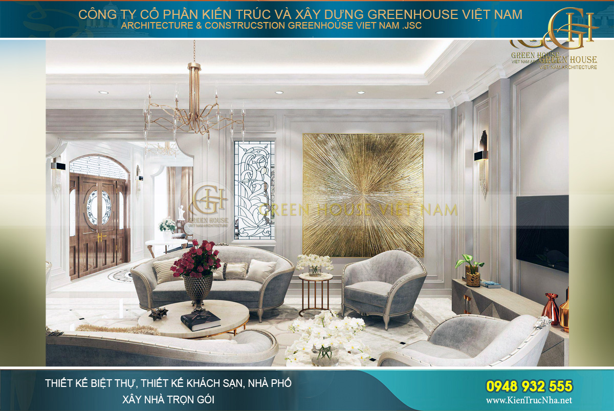 thiết kế nội thất biệt thự tân cổ điển hải phòng