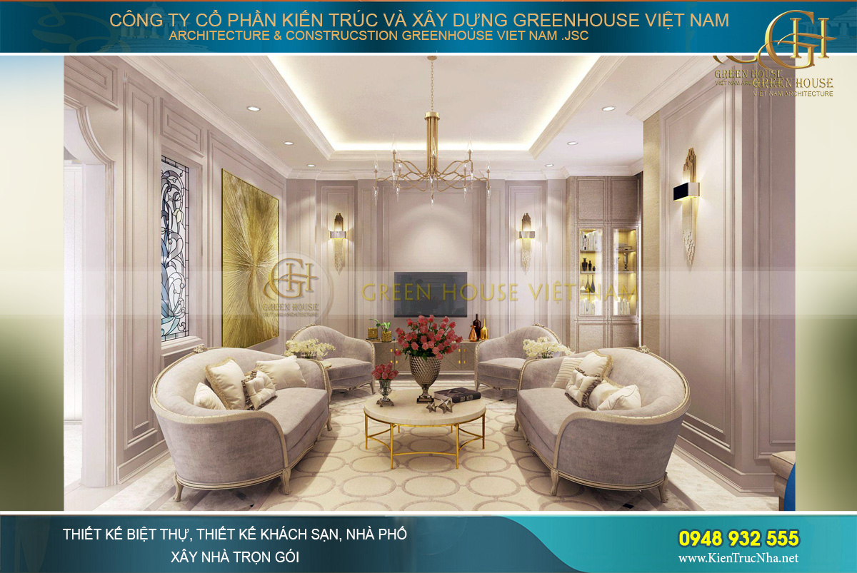 thiết kế nội thất biệt thự tân cổ điển hải phòng